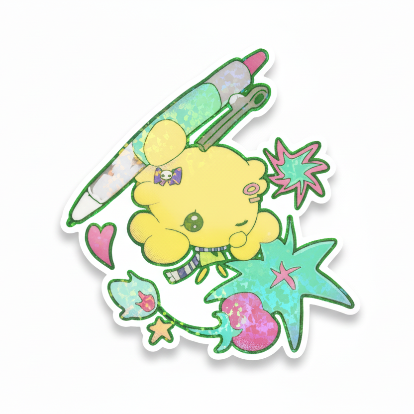 holding a pen (NewIX) sticker