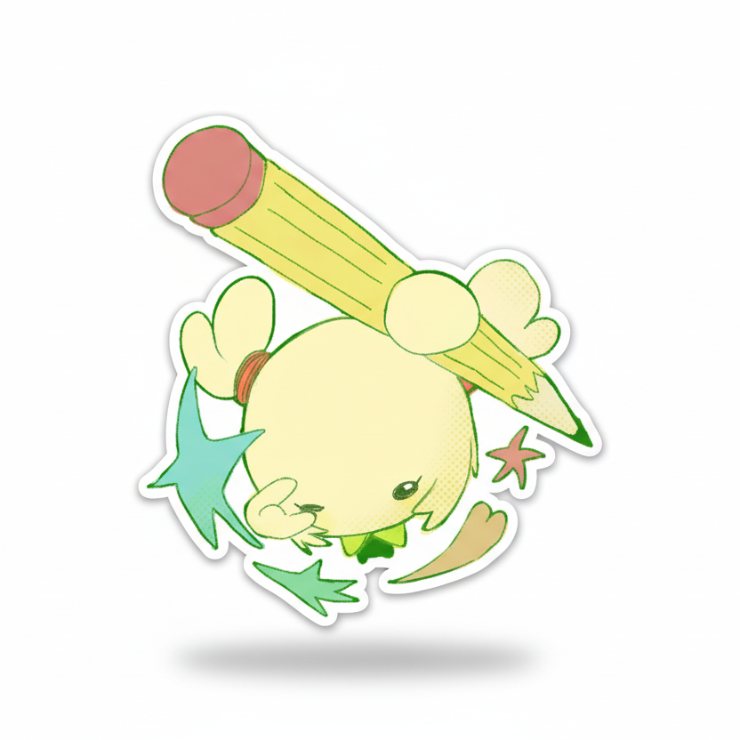 holding a pencil (Muggi) sticker